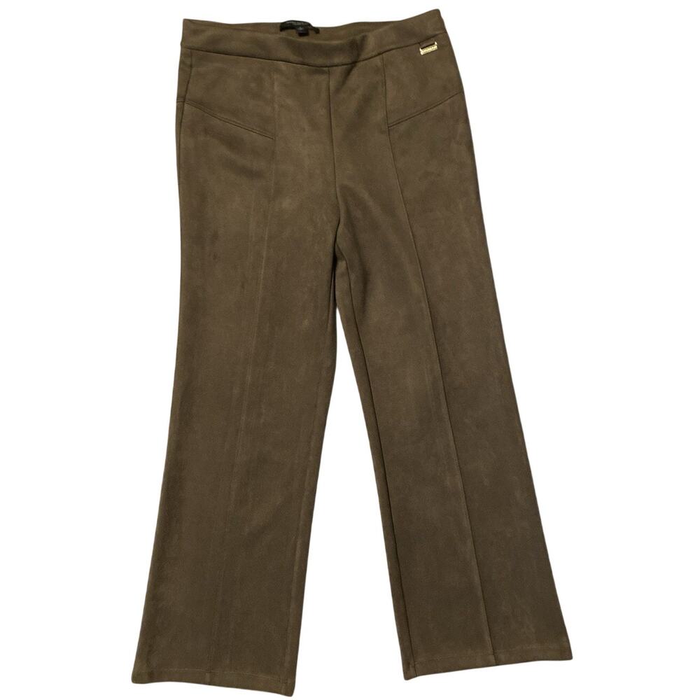 Marc New York Faux Suede Wide Leg Pants Women's Size L Brown Pull On Casual Chic